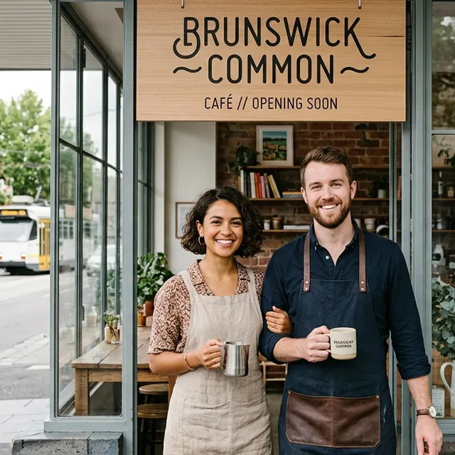 Sophia and Tom outside their Brunswick café